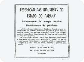 Carta da Fiep sobre a crise elétrica